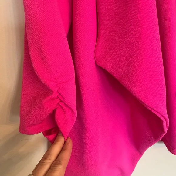 WOMEN'S PLUS SIZE 2XL LIGHTWEIGHT OPEN FRONT SOLID Hot Pink BLAZER JACKET - Picture 2 of 4